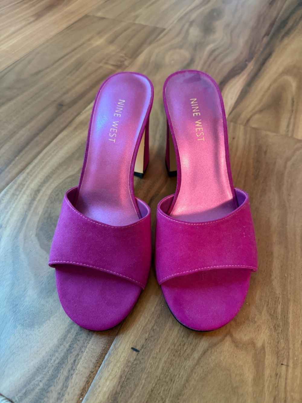 Nine West Pink Open-Toe Slide Heels